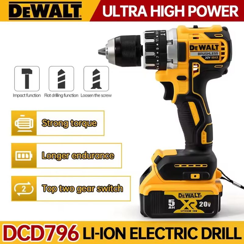 Dewalt Power Tools Xr - Dewalt DCD796 13mm Brushless Impact Electric