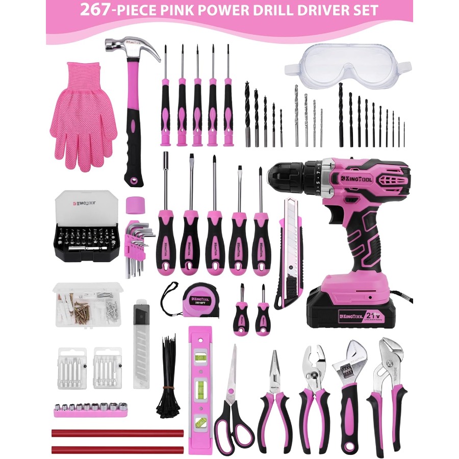 267-Piece Tool Kit Set - Pink  – обзор и цена Power Tools Pink
