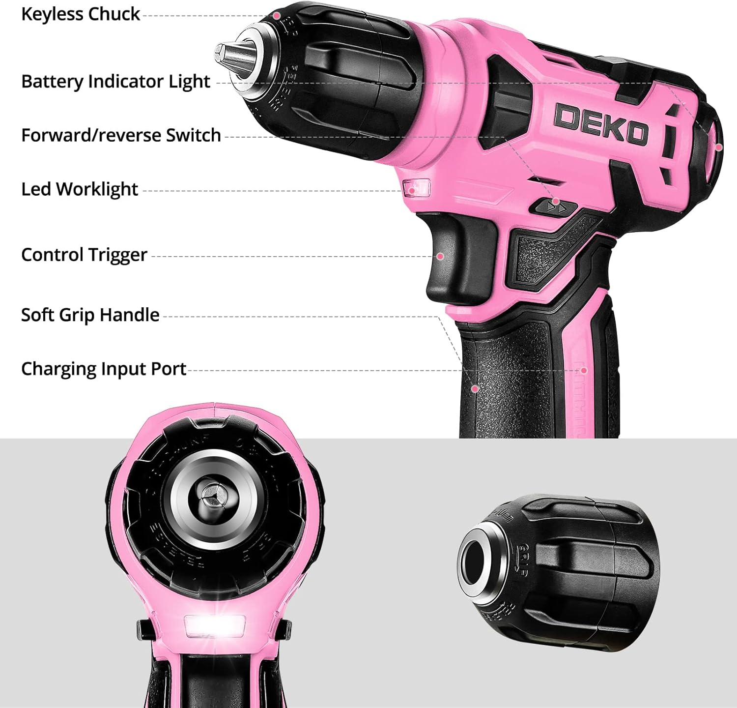 126 Pcs Pink Cordless Drill Se – обзор и цена Power Tools Pink