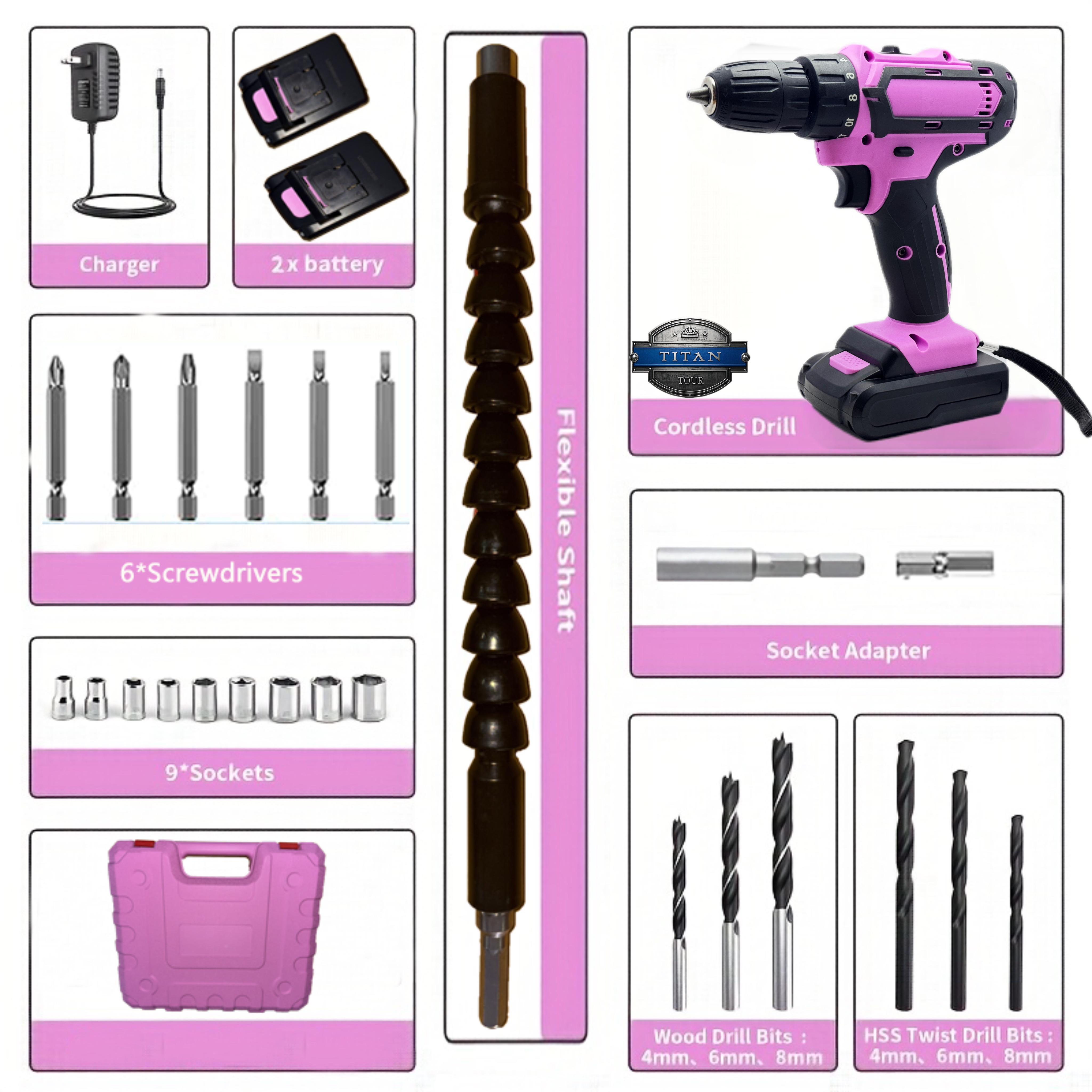 24-Piece Set Brushless Industr – обзор и цена Power Tools Pink