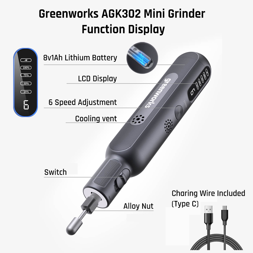 Greenworks 8V Mini Grinder 52p – обзор и цена Power Tools Pink