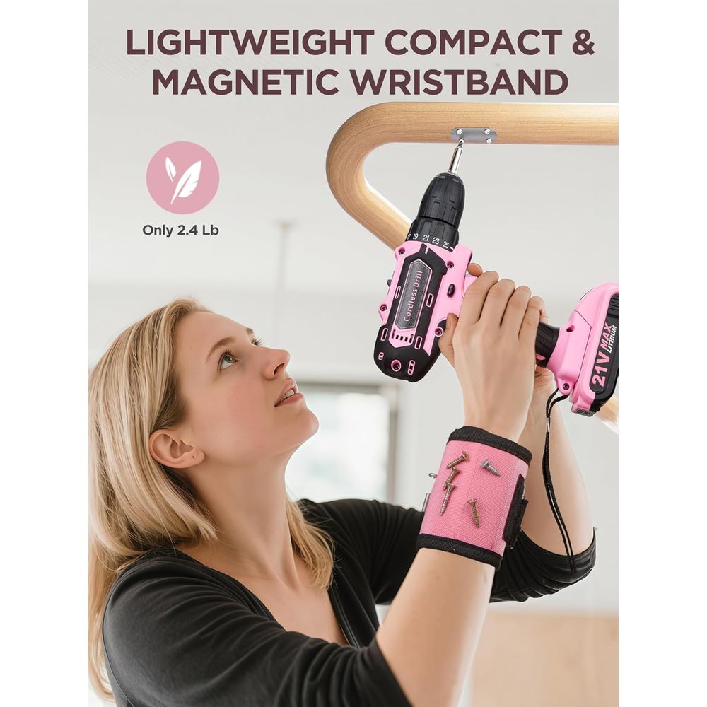 21V Pink Power Drill Set, 215- – обзор и цена Power Tools Pink