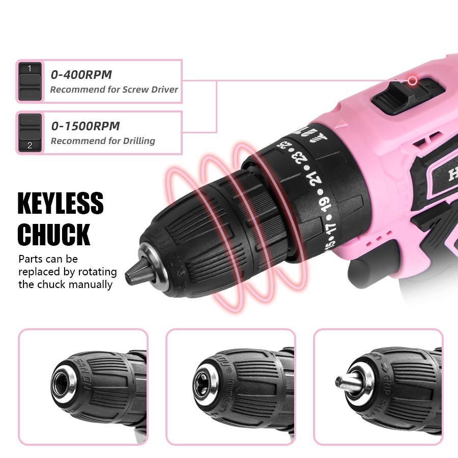 HILDA 21V Pink Drill Electric  – обзор и цена Power Tools Pink